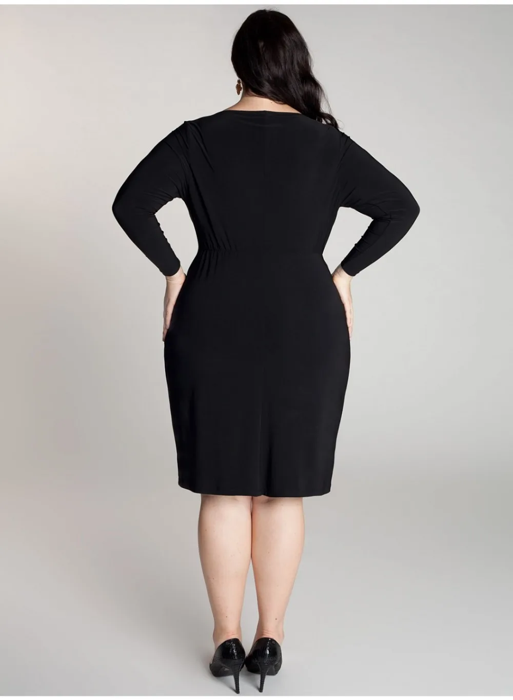 ED1506 Black long sleeve evening dress for big size | Свадьбы и торжества