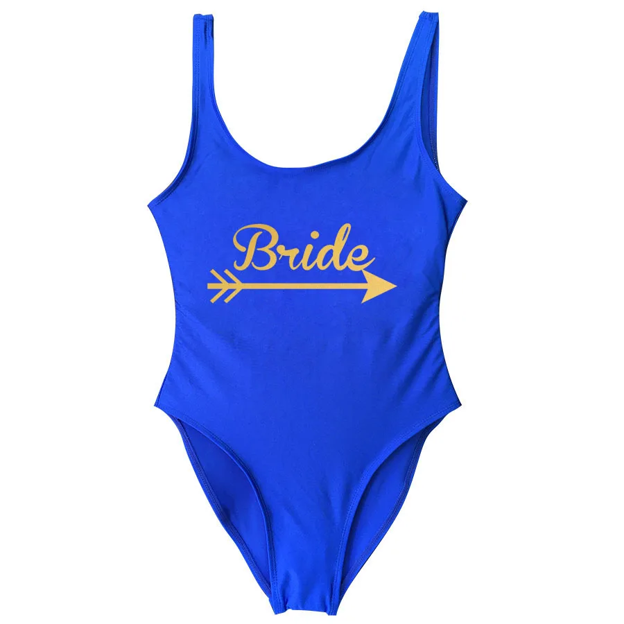 Надпись «Bride Tribe» Для женщин Одна деталь купальника стрела купидона любовь невесты купальные костюмы Свадебные медовый месяц Пляжная Вечеринка вечерние - Цвет: bride4