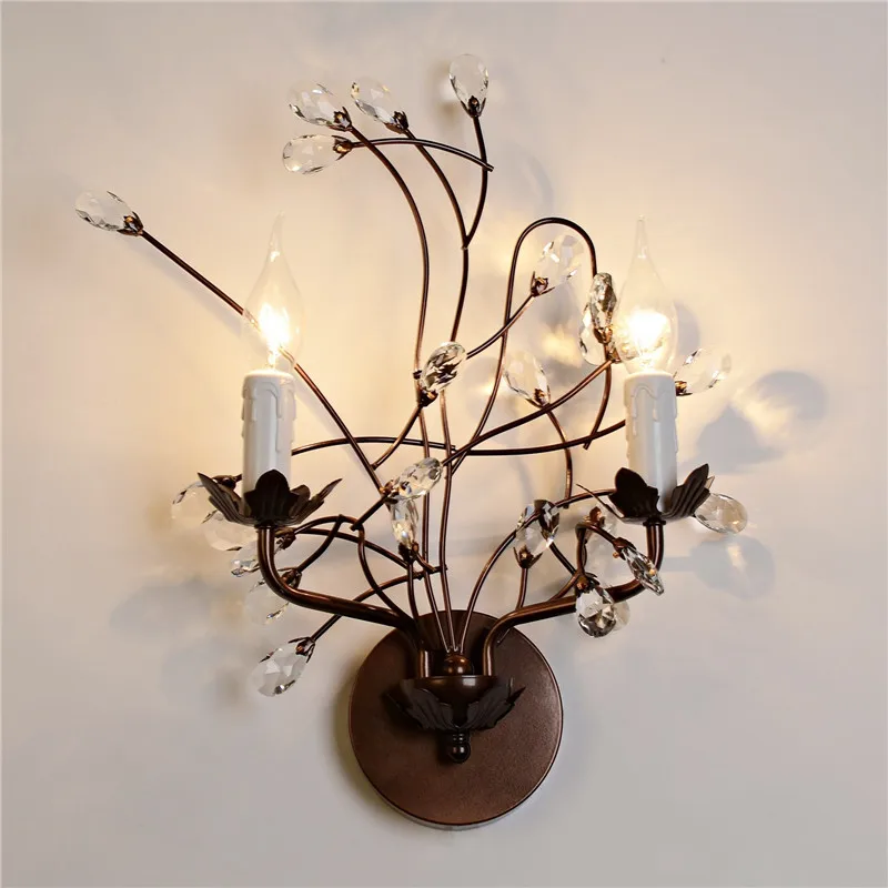 

Vintage Countryside Wall Light K9 Crystal For Bedroom Aisle Hallway Dinning Lamp