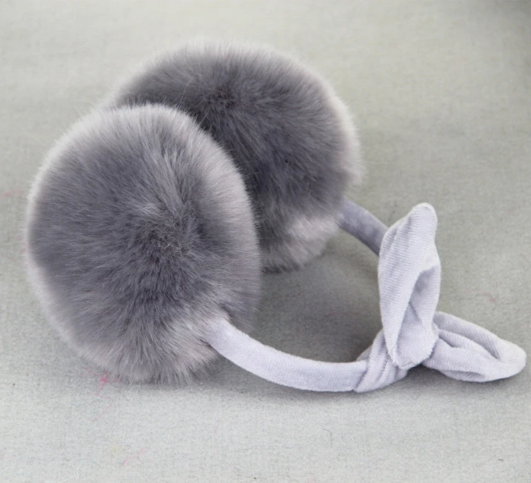 Милые разноцветные наушники с бантом из искусственного кроличьего меха очень