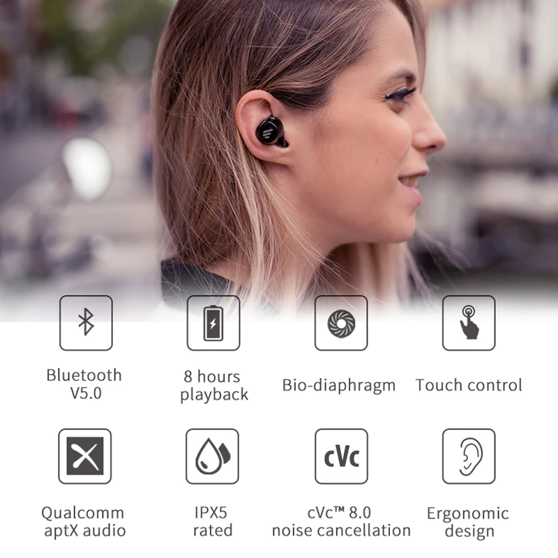 EDIFIER TWS1 наушники Bluetooth V5.0 сенсорное управление IPX5 Номинальный эргономичный