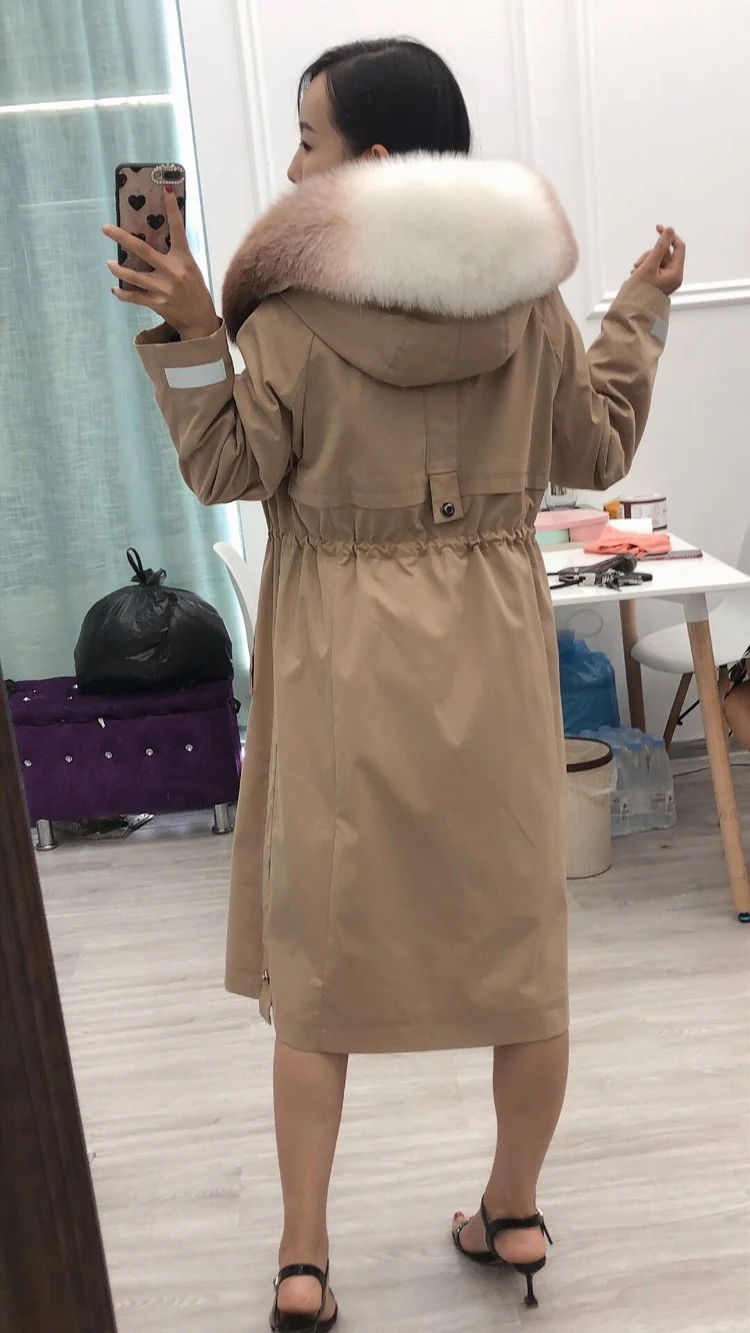 Водонепроницаемая парка зимняя натуральная подкладка из кроличьего меха Рекс