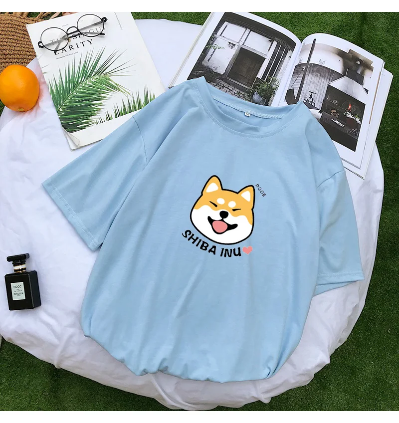 Шиба футболка женская летняя Kawaii забавная мультяшная футболка Femme корейская модная одежда Повседневная Уличная Harajuku Camiseta Mujer