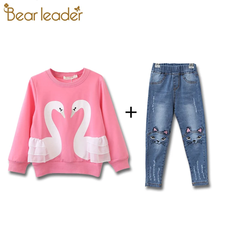 Bear Leader/джинсы для девочек весенние брюки до колена с рисунком кота из мультфильма