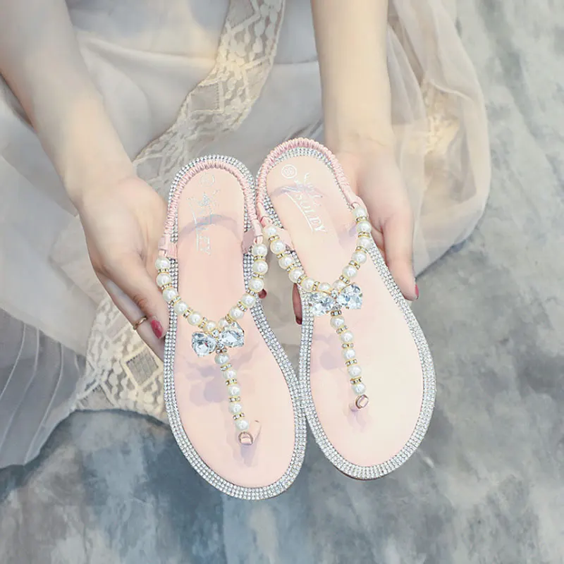 Vicamelia/летние сандалии в богемном стиле с украшением из жемчуга модная обувь на