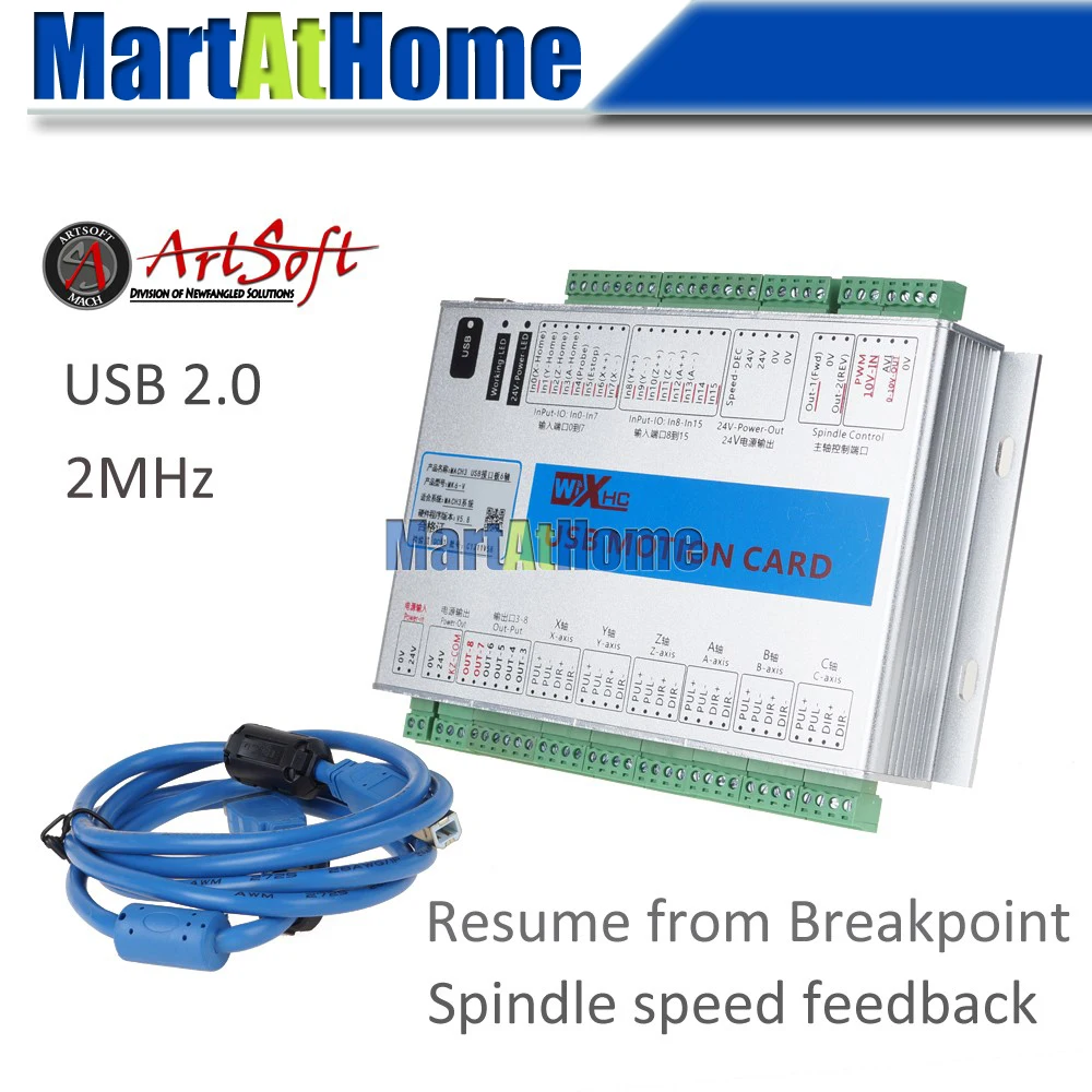 XHC MK6 V Mach3 USB 4 Axis CNC плата управления движением Breakout Board 2 МГц Поддержка