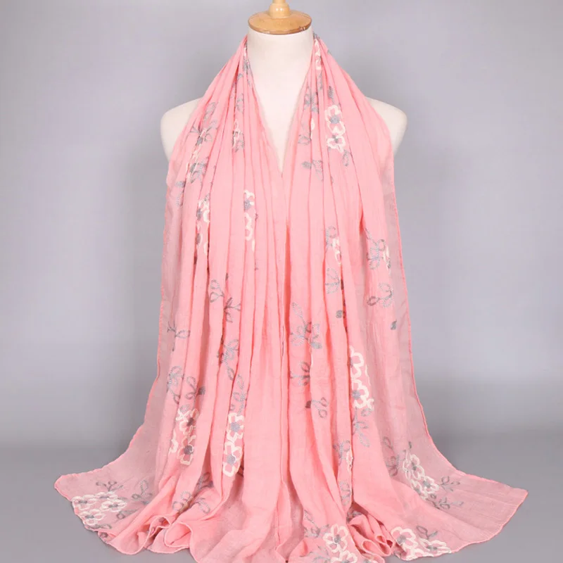 Женские хиджабы накидка на голову из вискозы с вышивкой мусульманская бандана