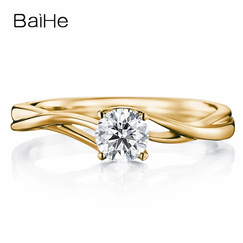 BAIHE однотонное 10K белое золото (AU417) сертифицировано 0.25ct круглый 100% муассанит