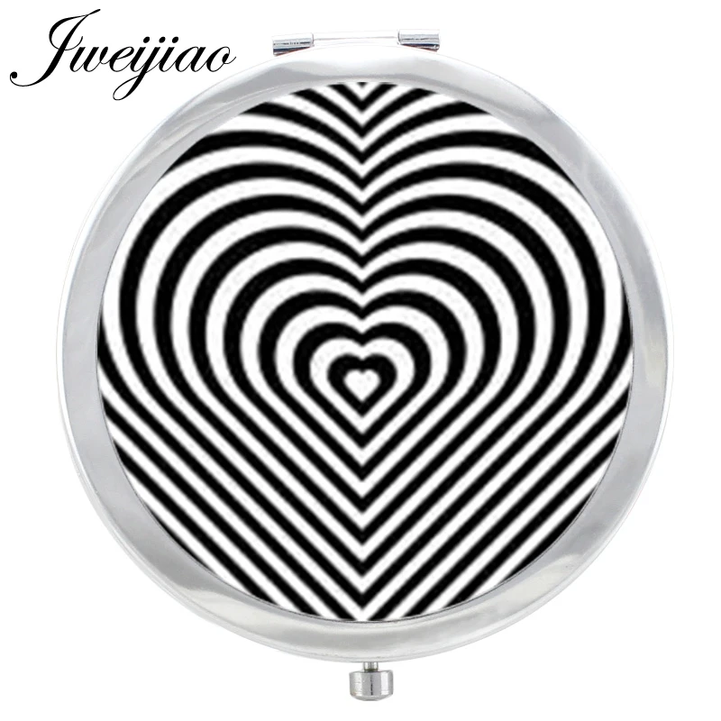 

JWEIJIAO Makeup Mirror Floding Round Zebra stripes Image in Glass Cabochon compact Double Sides Hand Mirror espejo