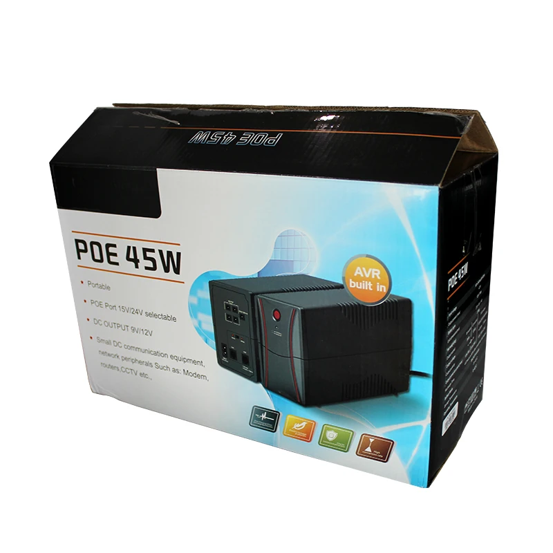 Мини-портативный UPS с 15/24VDC POE(мощность по Ethernet) и 9/12VDC интерфейс макс 45 Вт Выход и 12V7AH свинцово-кислотная батарея Встроенный