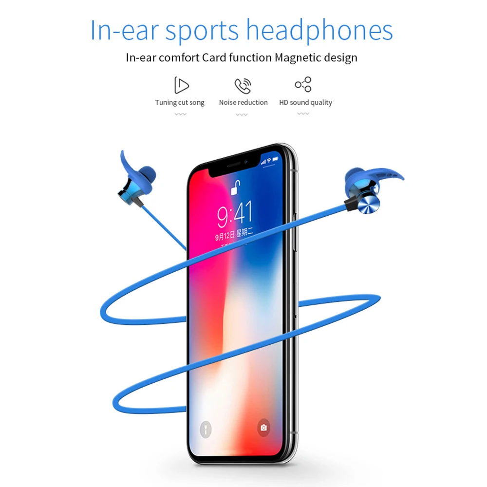 DISOUR Bluetooth гарнитура спортивные магнитные стерео мини Беспроводные наушники с