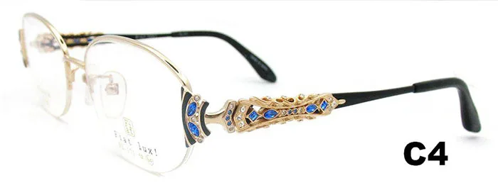 Gold Dark Blue Алмазное видение Auth Janpanse "Fiat Lux", бренд, Роскошные с циркониевым титаном, женские очки для близорукости - Цвет оправы: Gold Dark Blue