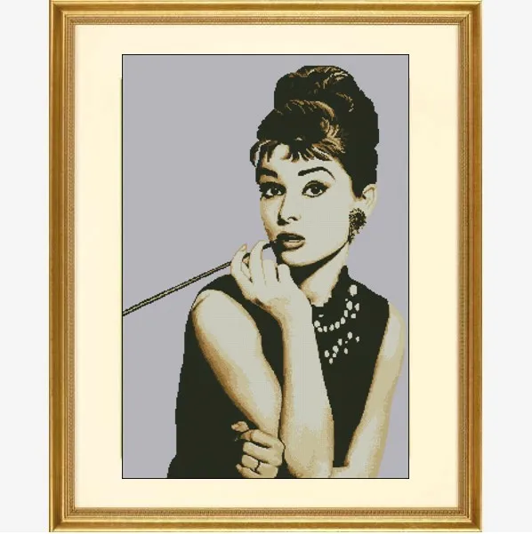 

FREE delivery Top Quality popular counted cross stitch kit Audrey Hepburn movie star Heurn