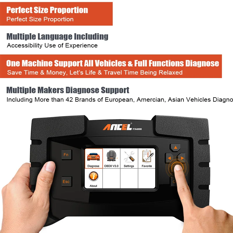 OBD OBD2 полная система диагностический инструмент Ancel FX4000 ABS подушка безопасности SAS