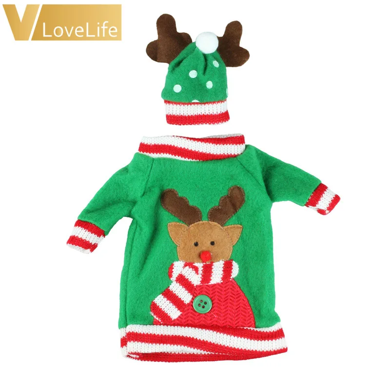 3 комплекта Рождественское украшение крышка для бутылки с красным вином набор