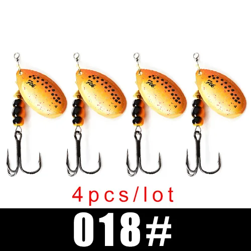 FTK New 1#-5# 5pcs/lot or 4pcs/lot Similar as Copper Spinner Bait Fishing Lure With Treble Hooks Hard Baits Spoon Pike - Цвет: 018