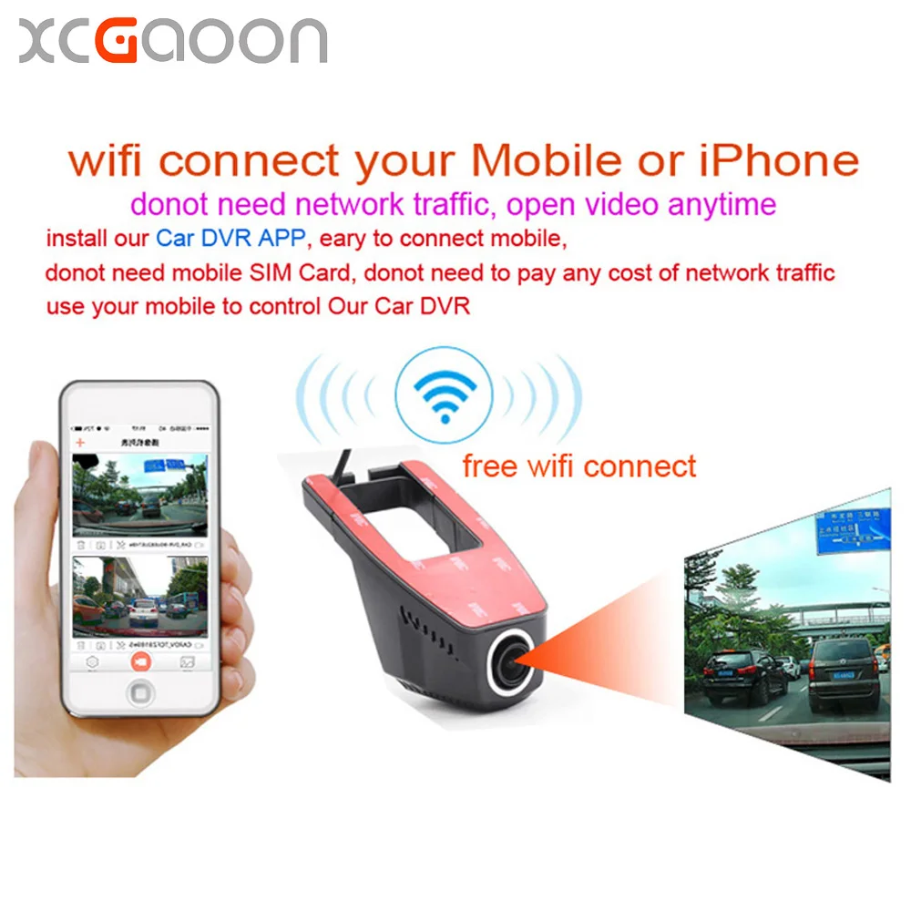 XCGaoon Wifi Автомобильный регистратор DVR цифровой видеорегистратор видеокамера тире