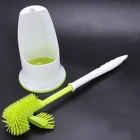 Двусторонняя мягкая нано-щетка, щетка для ванной и туалета, пластиковый инструмент для чистки, белаязеленая щетка для туалетной комнаты, Набор щетокдержателей для туалета