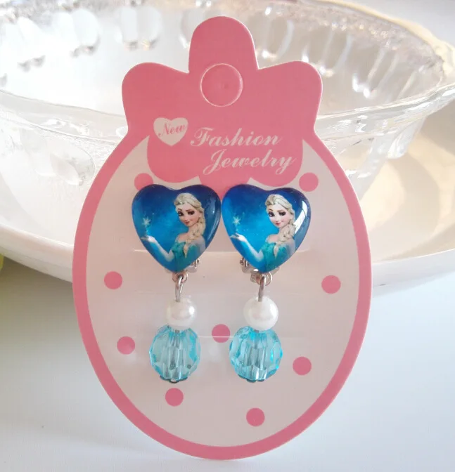2 pcsDisney мультфильм дети клипсы Замороженные Эльза клипсовые висячие серьги девушка подарок на день рождения косметические аксессуары для кукол игрушки