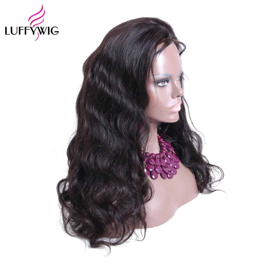 LUFFYHAIR бразильский объемный волнистый парик полный шнурок Remy человеческие волосы парики с детскими волосами вокруг средней части предварительно выщипанные натуральные волосы