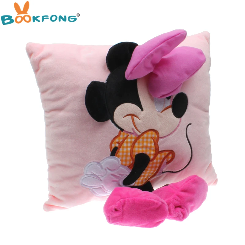 35 см 3D Микки Маус и Минни Маус плюшевая подушка Kawaii Микки Минни плюшевые игрушки детские подарки на день рождения Домашний диван декор