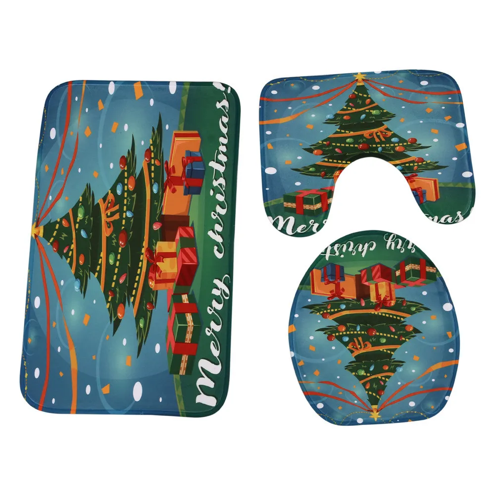 3 шт./компл. Рождественский коврик нескользящий пушистый мягкий из