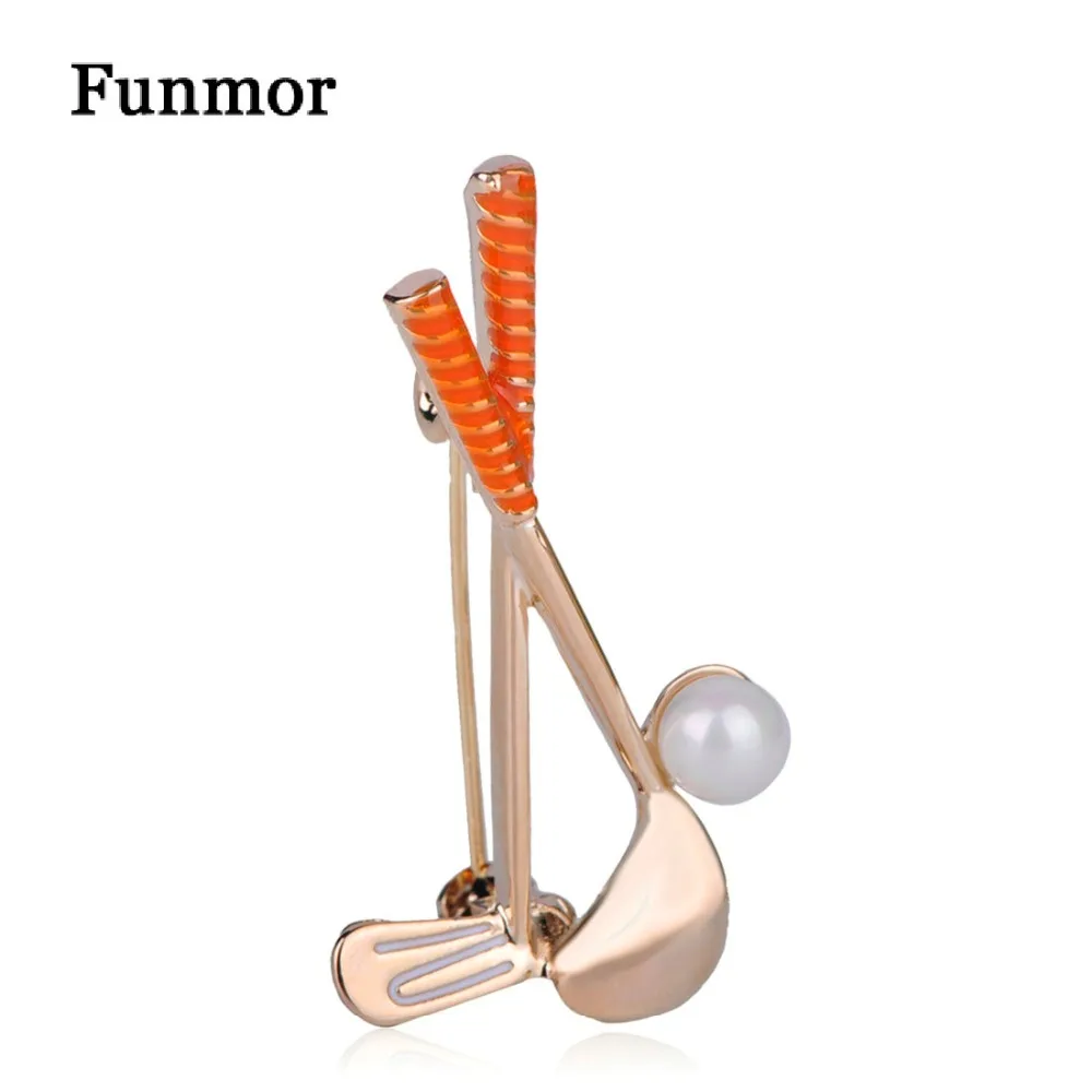 FUNMOR имитация жемчуга клюшки для гольфа форма шарика Броши женщин мужчин клуб