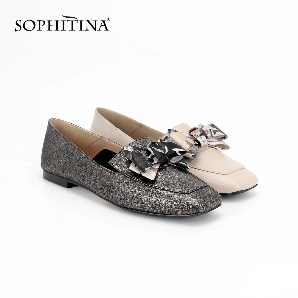 Женские туфли на плоской подошве SOPHITINA натуральная кожа без застежки квадратный