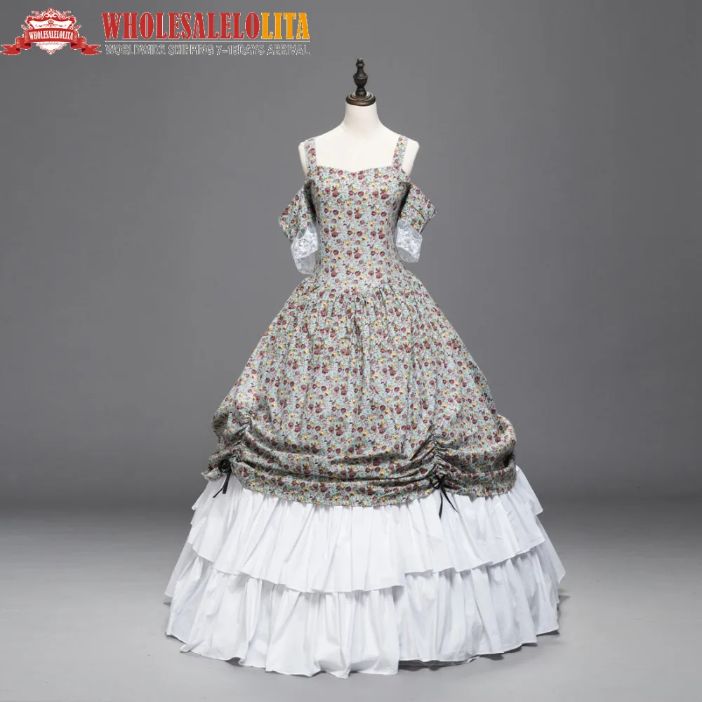 

Victorian Southern Belle Princess Floral Ball Gown Dress Reenactment Theater Dresses