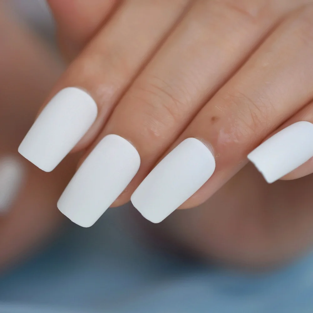 L5195 Небесно-голубые накладные ногти матовые полные ногти длинные кончики для украшения ногтей 24 гвоздя с клеем, стикер 10 размеров - Цвет: L5195