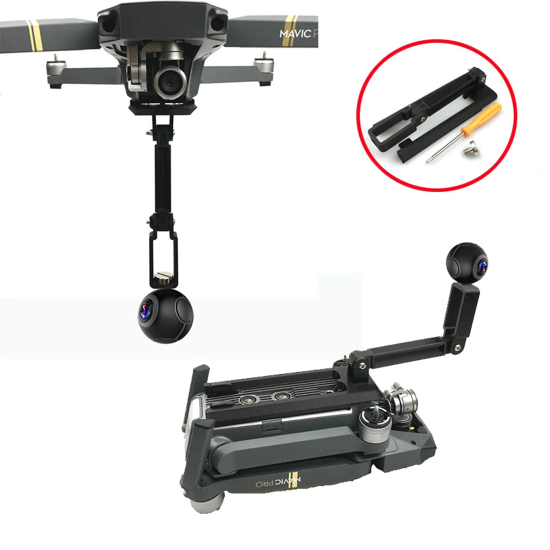 Кронштейн Mavic Pro для экшн камеры Gopro Hero 6 5 4 3 крепление на 360 градусов держатель DJI