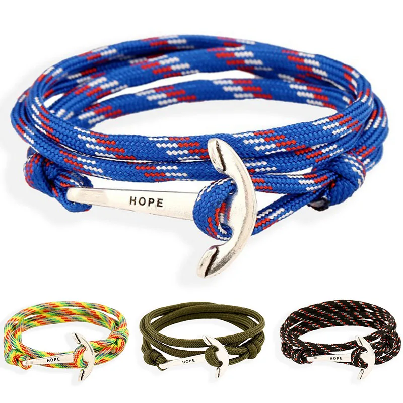 Больше Веревка Цепь Паракорд Браслет Модные ювелирные изделия серебро сплав