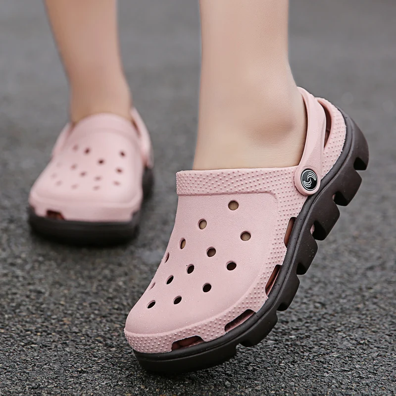 Мужские сандалии Croc черные повседневные с ремешками летние шлепанцы пляжная