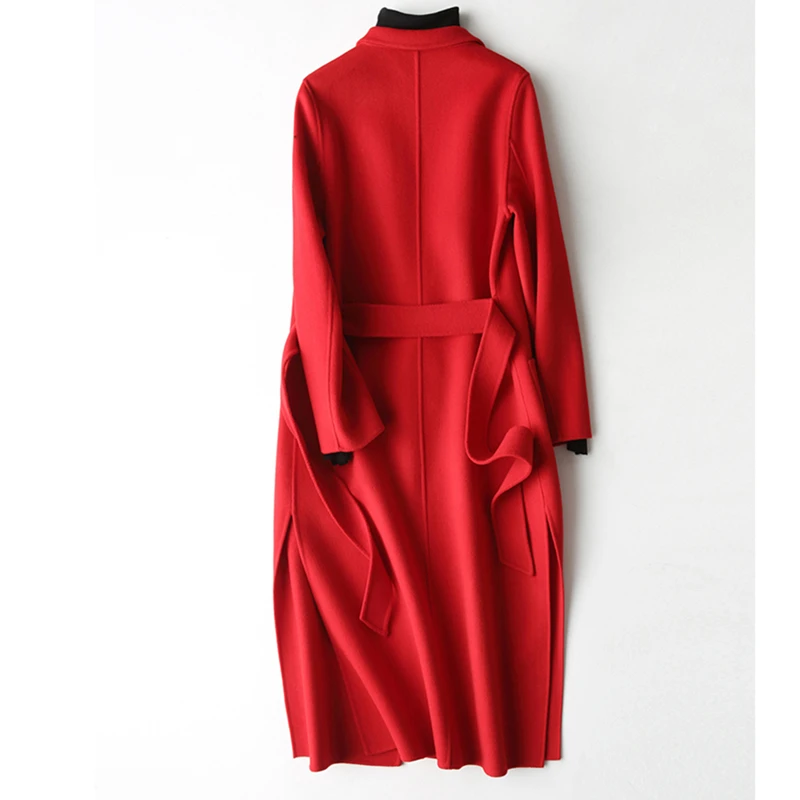 Женское шерстяное пальто 2020 Осень-Зима Повседневное регулируемое поясное с