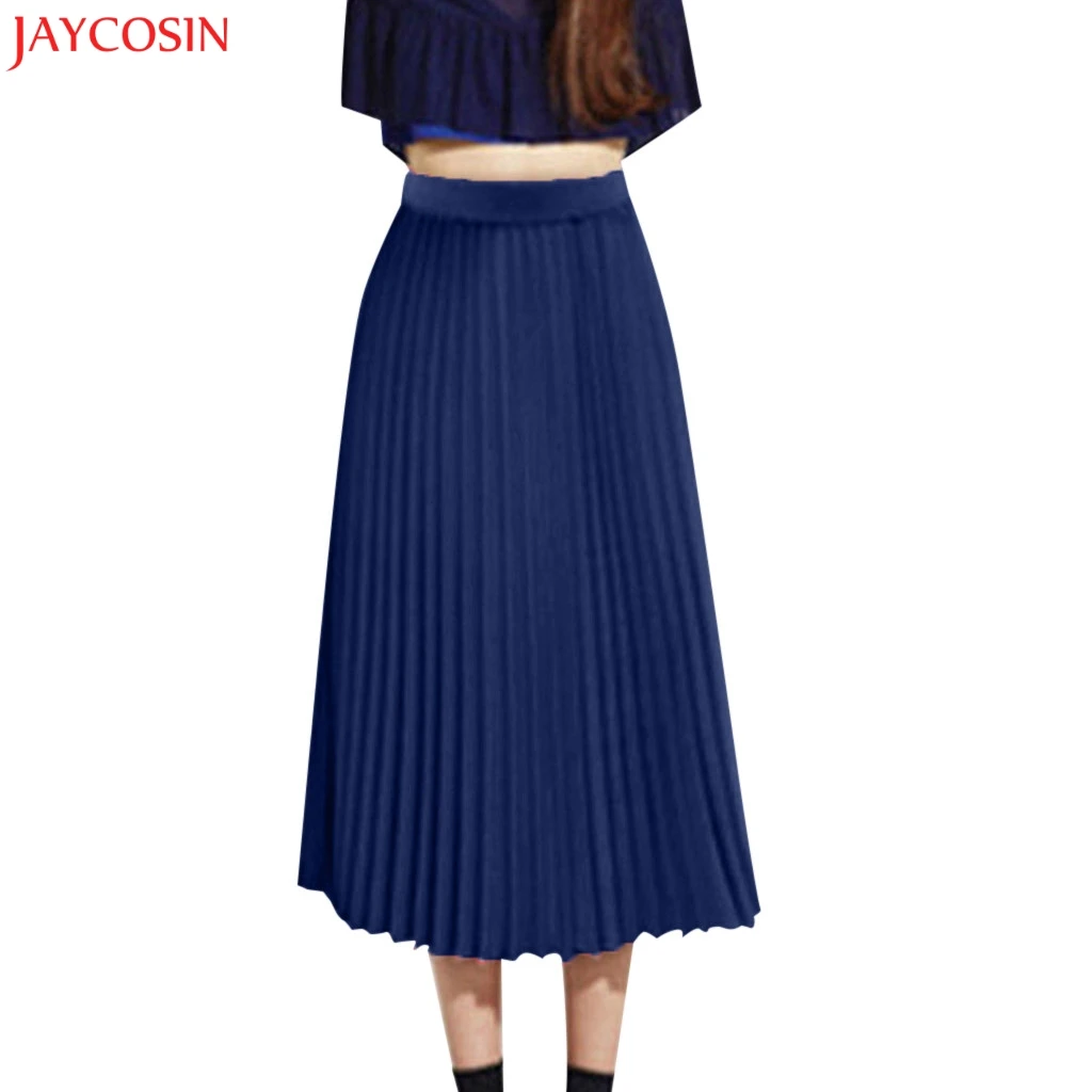 Женская плиссированная юбка JAYCOSIN S XL однотонная элегантная шифоновая миди с