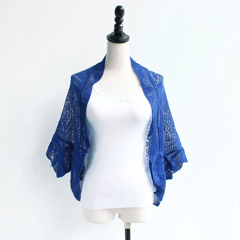 Женское пончо с рукавом летучая мышь вязаный кардиган кружевами и открытым швом