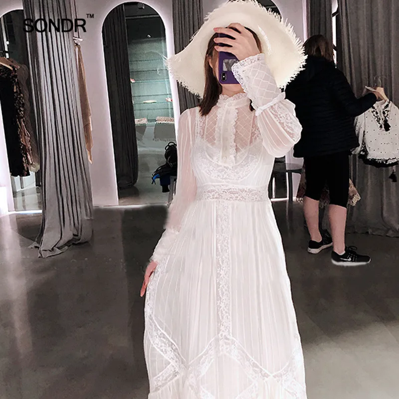 Шифоновое платье с вышивкой SONDR женские элегантные плиссированные платья