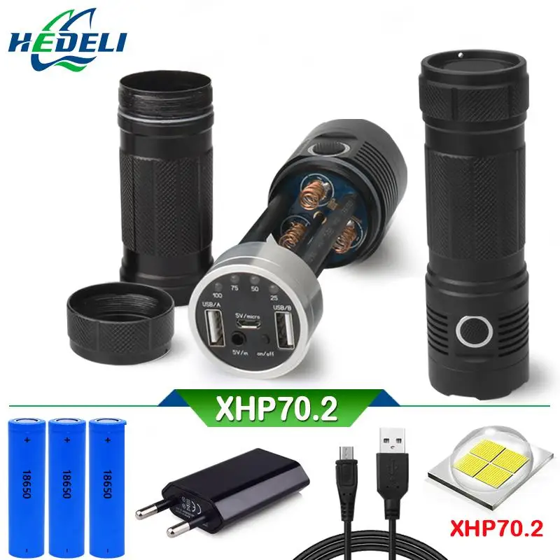 Xhp70.2 самый мощный фонарик xhp70 long range 18650 USB зарядки ручной лампы spotlight Охота Лампе