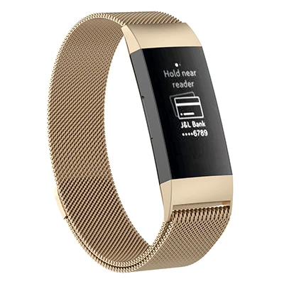 Champagne Yuedaer магнитный с миланским плетением петля ремешок для Fitbit Charge 2 металлические браслеты из нержавеющей стали для Fitbit Charge 3 браслета - Цвет: Champagne