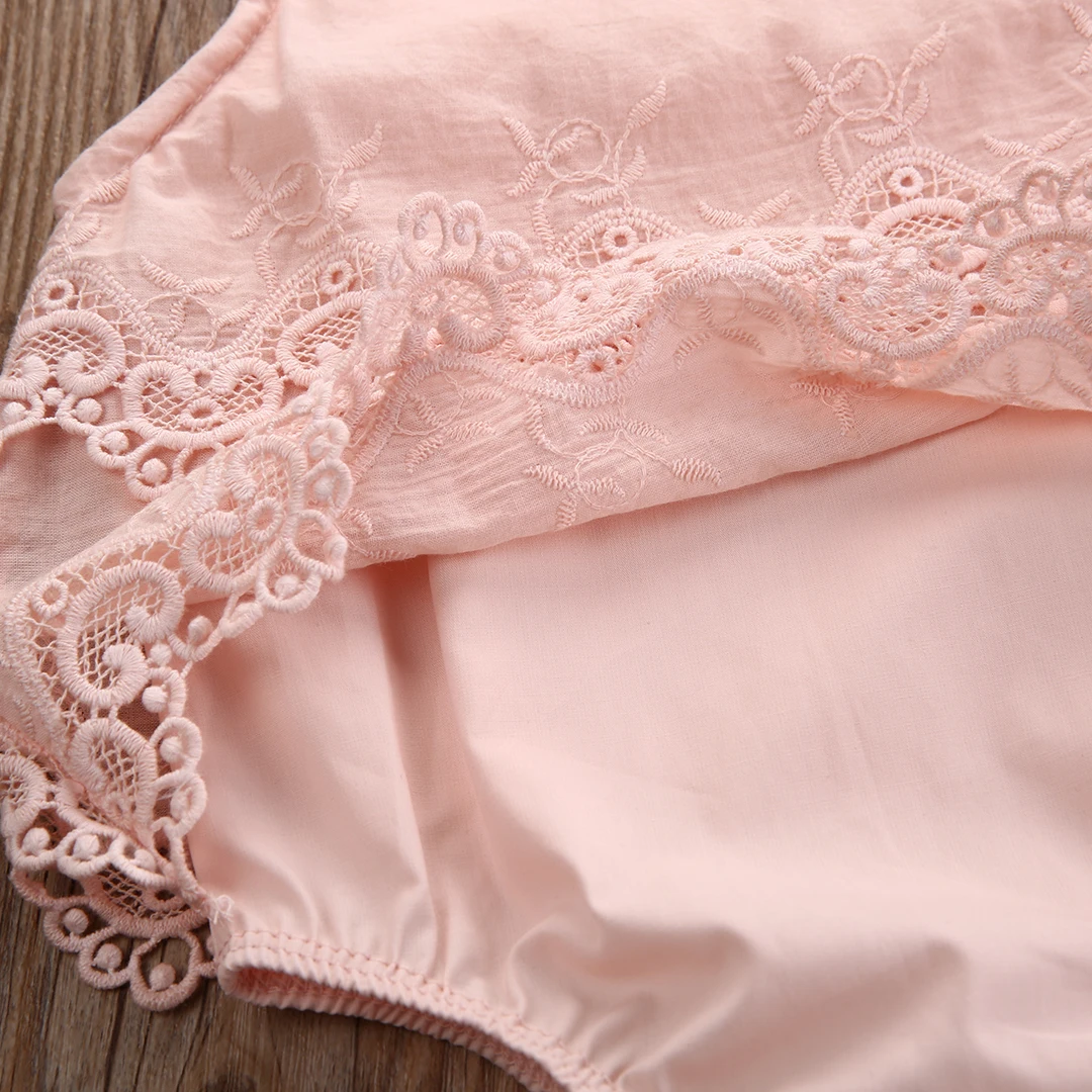 Летний кружевной комбинезон без рукавов для новорожденных девочек хлопковый