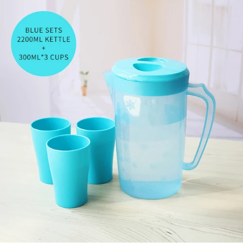 Blue with 3cup BPA-Free кувшин для воды большой емкости вместо чайника для воды кувшин для напитков домашний кухонный пластиковый контейнер для холодной воды 2.2л - Цвет: Blue with 3cup