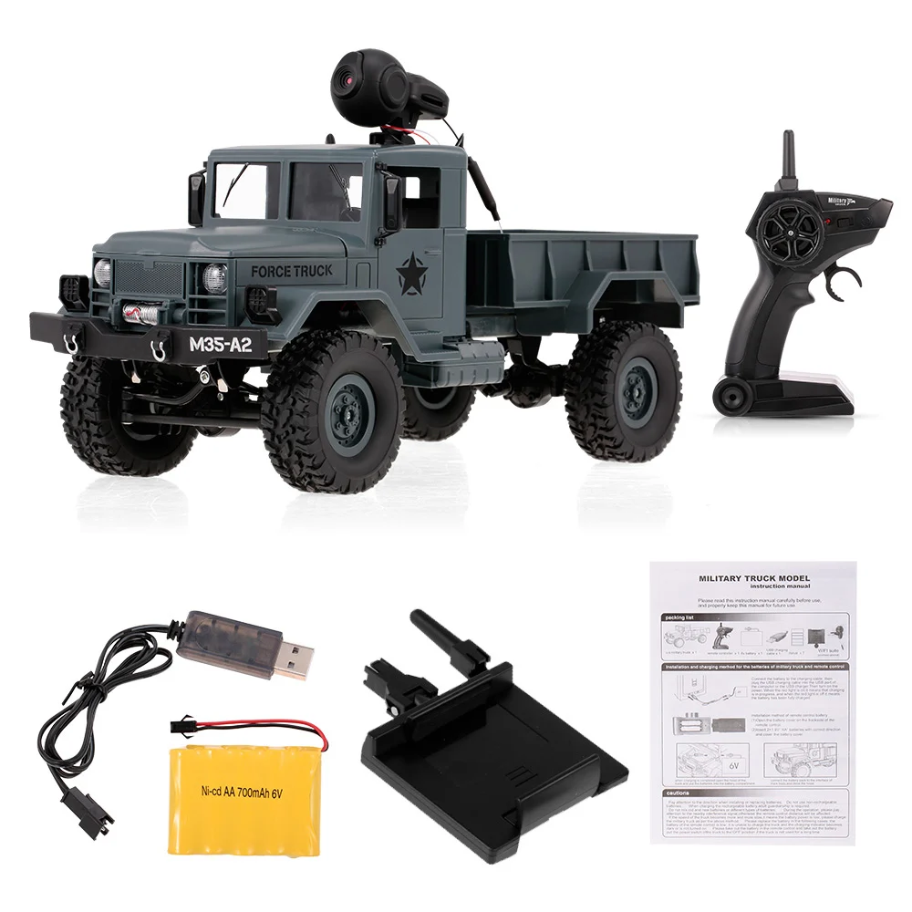FY001A 1:16 RC автомобиль с камерой 480 P 2,4 ГГц 4WD 3000 г нагрузка военный грузовик внедорожный RC автомобиль гусеничный светодиодный фары для детей