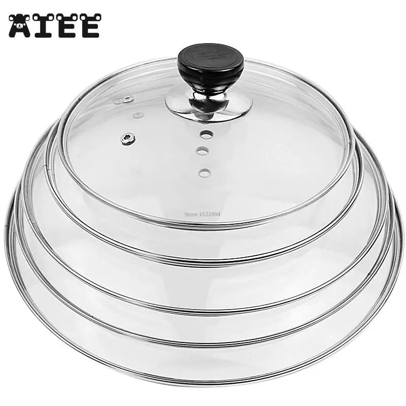 AIEE 1 шт. кухонная посуда усиленная стеклянная крышка Закаленное Wok Pyrex круглая