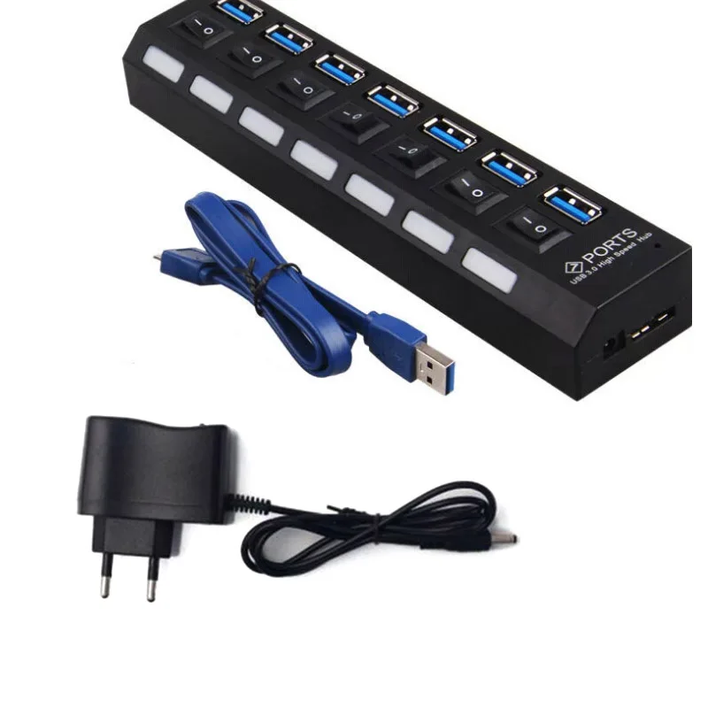Новый USB 3 0 Супер Скоростной 5 Гбит/с 7 портов разветвитель с переключатель