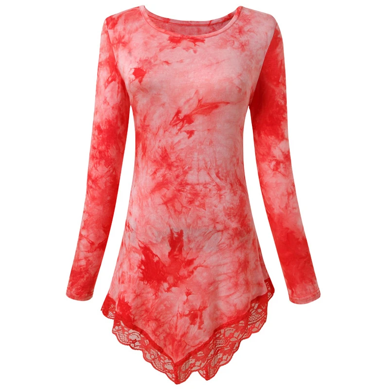 Женщин Печатных Долго Майка Женщины Повседневная Черный Нерегулярные Хем Топы