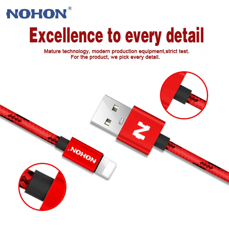 NOHON 8Pin usb кабель для быстрой зарядки Кабели Apple iPhone 8 7 6 Plus 5 5S 5C iPad iOS 9 10 мобильный