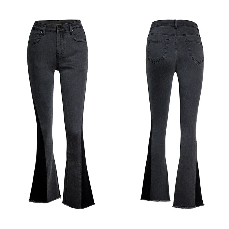 KENNTRICE Slim Fit Elastic Skinny женские брюки клёш Растяжка мягкая средняя талия колокольчик-низ штаны женские джинсы черный