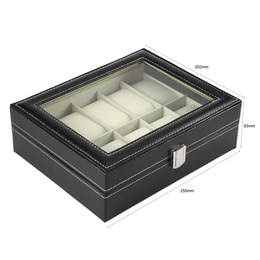 

Rectangle 10 Grids PU Watch Box Leather Jewelry Storage Organizer Watches Display Holder Casket Luxury Gifts HOT SLAE