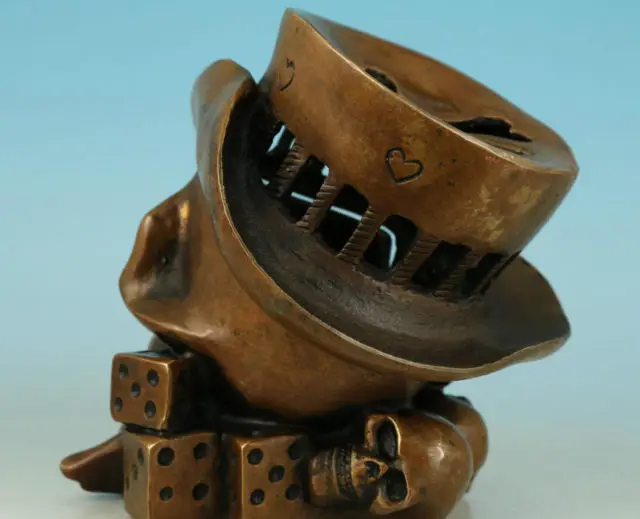 Chinese Old COOL CHINESE BRONZE COLLECTABLE HAND CASTING PIRATE DICE SKULL ASHTRAY POT Watches decoration bronze factory outlets | Дом и сад