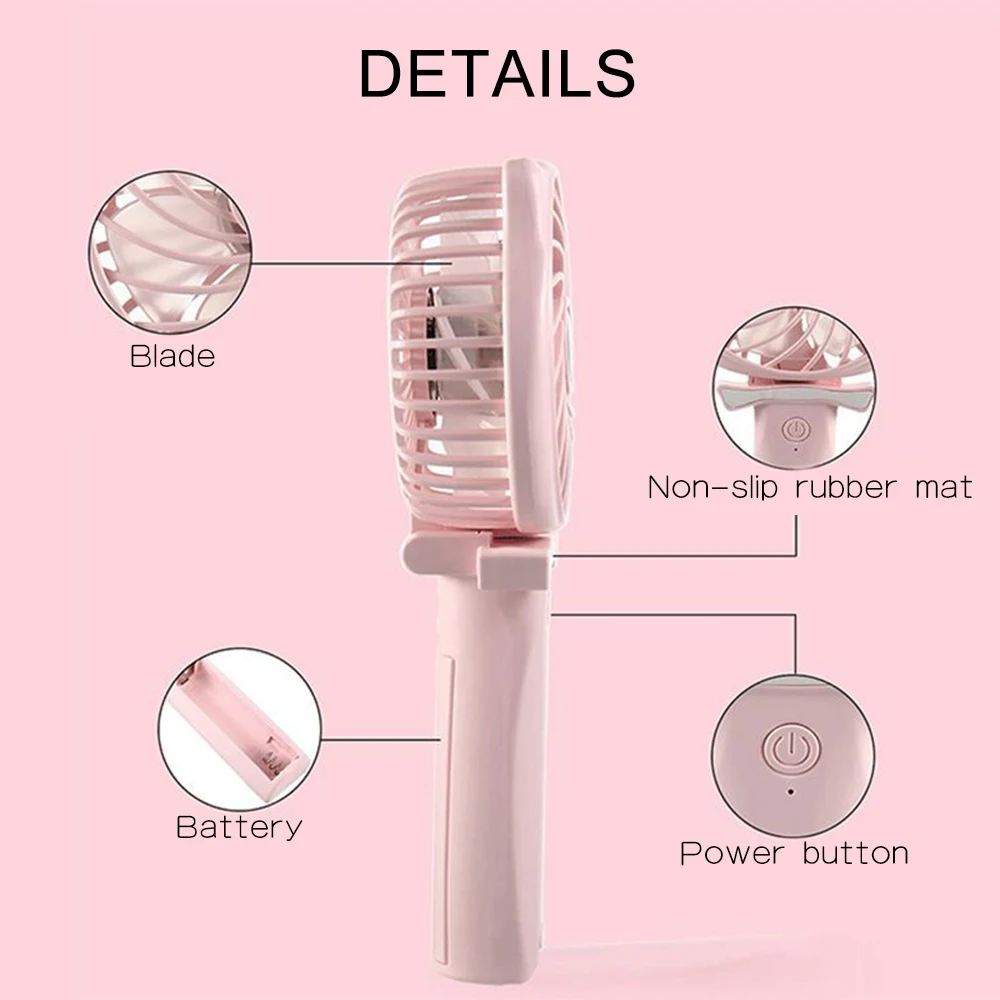 Портативный складной мини вентилятор ручной регулируемый настольный USB на 3